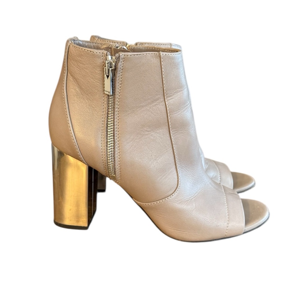 Vince Faber Open-Toe Leather Bootie 8M Beige/Silver Women’s Size 8 M